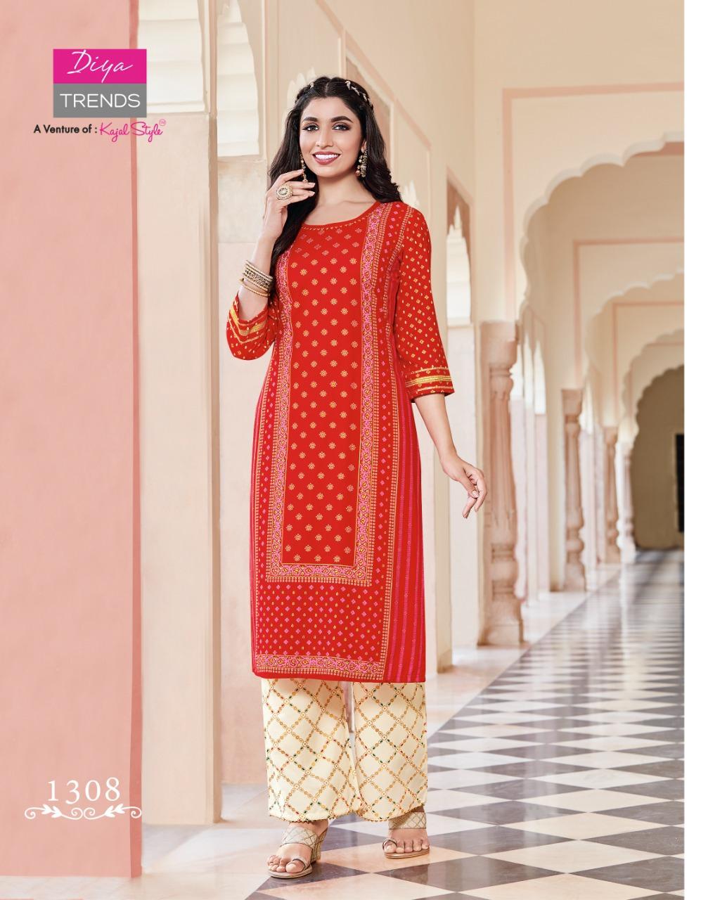 Bibas 13 Gold Printed Fancy Rayon Ethnic Wear Kurtis With Palazzo Collection